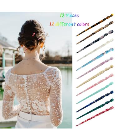 12 Pieces Acetate Hair Sticks Set - Stylish Chinese Hair Styling Accessories for Women and Girls - Buy Online on GoSupps.com