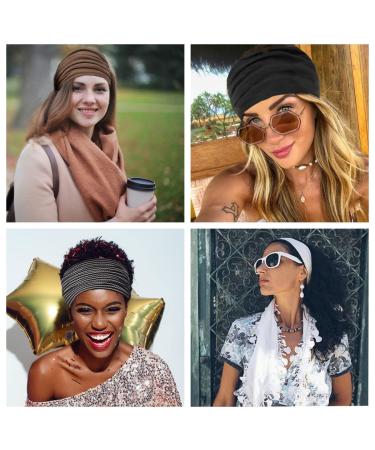 Hjiaruiky Wide Headbands for Women - Boho Black Workout and Yoga Headbands - Stretchy Cloth Bandana for Fashionable Hair - Set of 2 Black Headbands - Buy Online on GoSupps.com