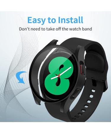 NANW Hard PC Case + Tempered Glass for Samsung Galaxy Watch 5/4 40mm - Protective Cover in Black/Midnight Blue/Green/Clear - Buy Online on GoSupps.com