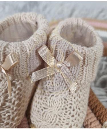 Royal Icon Soft Knitted Newborn Baby Booties with Bow | 0-3 Months | Coffee - Buy Online on GoSupps.com