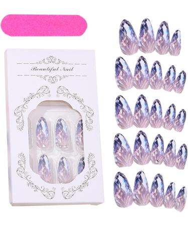 Fukamou 3D Press on Nails | Medium Acrylic Fake Stick on Nails | Rhombus Crystal Fake Nail Kit in 12 Sizes Glue Included for Women Girls Lovers - Buy Online on GoSupps.com