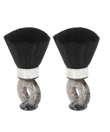 2 Pack Portable Ergonomic Barber Neck Dust Brush Hairdressing Hair Brush with Soft Bristles for Hair Cutting