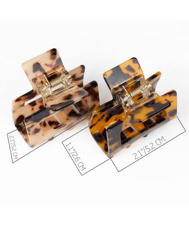 JIRIS 2PCS 2 Inches Leopard Print Hair Claw Clips - Small Rectangular French Design Barrettes for Women - Buy Online on GoSupps.com