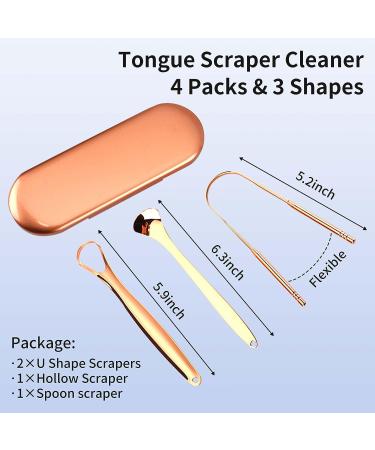 Stainless Steel Tongue Scraper Set - Rose Gold | Reduce Bad Breath, Maintain Oral Hygiene for Adults & Kids - Buy Online on GoSupps.com