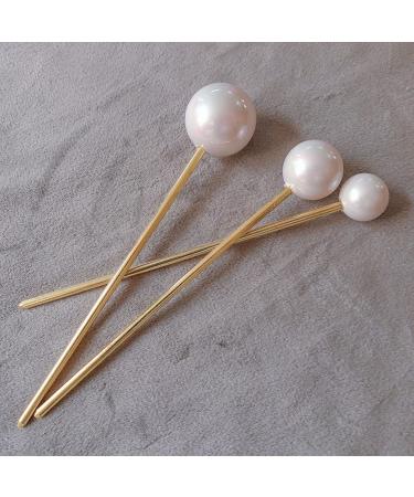 3 Pcs Minimalist Pearl Hair Pins | Metal Hair Stick for Women and Girls - Buy Online on GoSupps.com