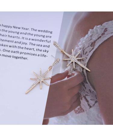Shop Vintage Crystal Northstar Dangle Earrings | Rhinestone Gold Star Drop Jewelry for Women - Buy Online on GoSupps.com