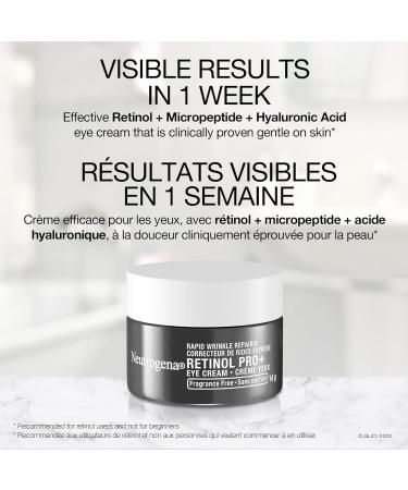 Neutrogena Rapid Wrinkle Repair Retinol Pro+ Eye Cream Targets wrinkles and dark circles around eyes Fragrance Free 14g Unscented 1.4 ml (Pack of 1) - Buy Online on GoSupps.com