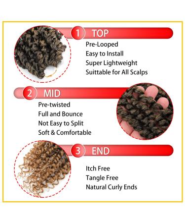 Ombre Gold Pre-Looped Passion Twists Braiding Hair 12 Inch - Short Crochet Pre-Twisted Synthetic Hair Extensions for Women (T27#) - 8 Packs - Buy Online on GoSupps.com