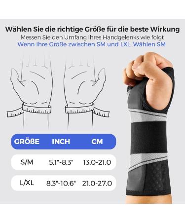 Freetoo Light-Pass Shaped Wristwear with Bionic Carpal Tunnel Rail - One-Tiered Wrist Bandages for RSI & Tendonal Inflammation - Extended Wrist Splint for Men & Women (Left Hand S/M - Black & Gray) - Buy Online on GoSupps.com