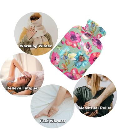 Naanle Poppy Flowers Hot Water Bottle - 1L Transparent for Warm & Cold Therapy | Bed/Hand/Foot Heat Pain Relief - Buy Online on GoSupps.com