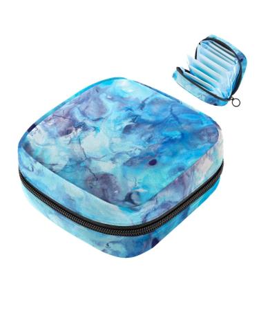 Artistic marble-blue ladies' binding-up bag large menstrual cup pocket with zipper periodic inserts bags panty liners tampons for girls and women multicolored multicolored