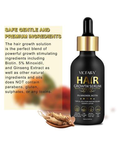5% Minoxidil Hair Growth Oil for Men & Women - Biotin Serum for Hair Regrowth, Thicker Fuller Hair - 2.02 oz - Buy Online on GoSupps.com