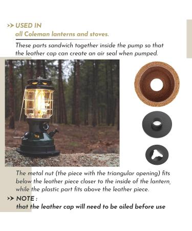 Coleman Lantern Stove Pump Cup Replacement Kit - Leather Pump Cap with Metal Nut and Plastic Cap - Air Seal for Coleman Models - 1 Pack - Buy Online on GoSupps.com