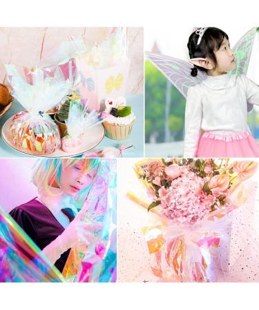 Pengxiaomei 32in x 50 Ft Iridescent Cellophane Gift Wrap Roll - Holographic Mother's Day Wrap for Gift Baskets and Floral Bouquets - Buy Online on GoSupps.com