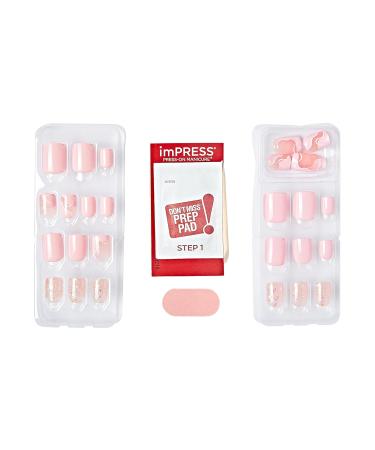 KISS imPRESS No Glue Mani Press-On Nails - Light Pink Squoval Petite Size 30 Nails + Accessories - Shop Internationally - Buy Online on GoSupps.com