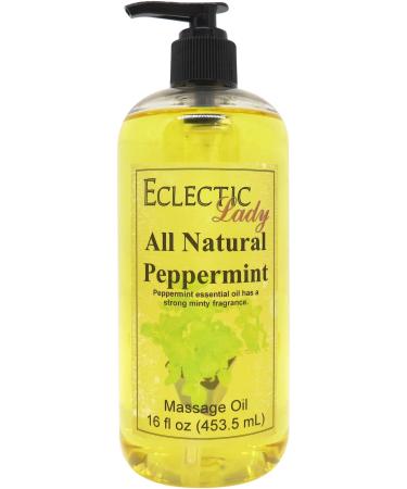 All Natural Peppermint Massage Oil 16 oz 100% Natural Ingredients with Sweet Almond & Jojoba Oil Relaxing Scent for Men & Women 16 Ounce