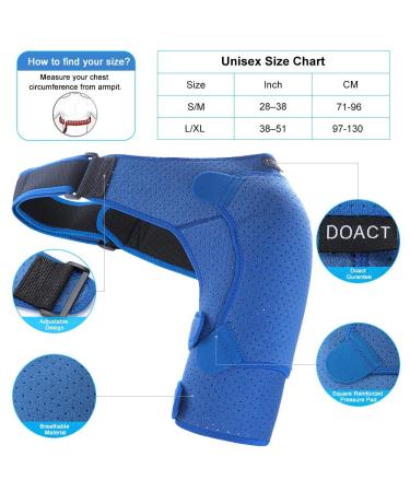 Rotator Cuff Shoulder Brace Support - Unisex, Blue, L/XL (Chest 38-51in) - Buy Online on GoSupps.com