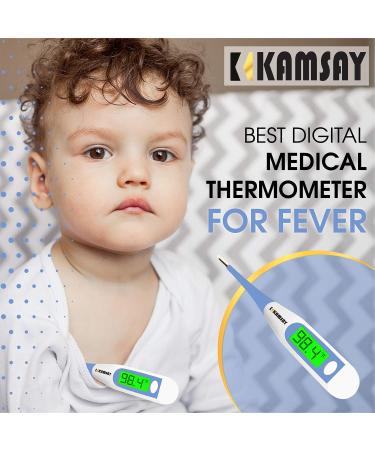 Fast Reading Digital Thermometer for Adults & Babies | Backlight Display, Memory Recall, C/F Switchable | Oral & Rectal Thermometer for Fever | Light Blue - Buy Online on GoSupps.com