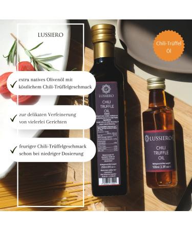 Lussiero Chili Truffle Oil - Extra Virgin Olive Oil with White Truffle Aroma & Fiery Chili | 100ml - Shop Internationally - Buy Online on GoSupps.com