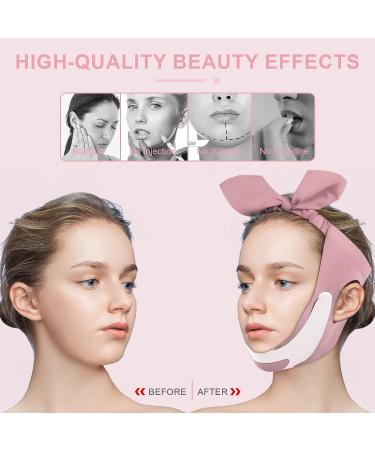 V Line Lifting Face Mask - Reusable V Shaped Slimming Strap for Sagging Skin & Double Chin Reduction - Pink Facial Lift Belt for Women - Buy Online on GoSupps.com