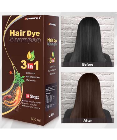 Meidu Brown Hair Dye Shampoo 3 in 1 | Semi-Permanent Gray Hair Coverage | Herbal Plant Formula for Men & Women | 16.9 Fl Oz - Buy Online on GoSupps.com