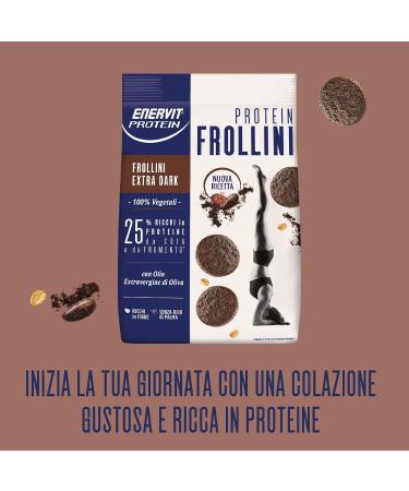 Enervit Frollini Extra Dark - 100% vegetable - Rich in proteins to maintain muscle tone - Extra virgin olive oil cocoa soy and wheat - Without plasma oil 200 g sachet - Buy Online on GoSupps.com