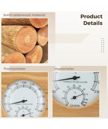 YOFAPA 2-in-1 Wooden Sauna Hygrothermograph | Accurate Indoor Humidity & Temperature Measurement | Sauna Thermometer & Hygrometer - Buy Online on GoSupps.com
