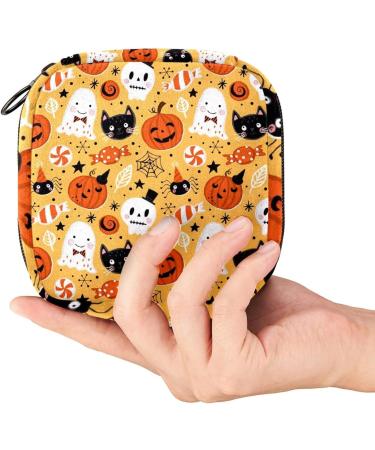 Halloween Pumpkin Sanitary Napkin Storage Bag - Portable Period Kit Holder for Menstrual Cup, Nursing Pad, Tampons - Color 7 - Buy Online on GoSupps.com