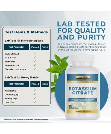 Nature's Lab Gold Potassium Citrate - Nerve Muscle and Heart Health Support - 250mg Potassium Citrate - 120 Capsules (120 Day Supply) 120 Count (Pack of 1) - Buy Online on GoSupps.com