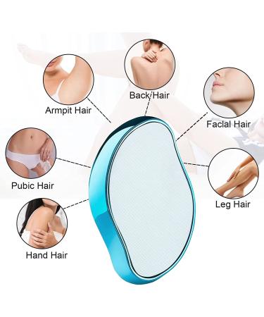Crystal Hair Eraser: Painless Exfoliating Hair Removal Tool for Arms, Legs, and Back - Portable, Reusable, Washable (Blue) - Buy Online on GoSupps.com