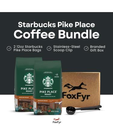 Coffee Gift Bundle Includes: (2) 12 OZ Bags Of Starbucks Pike Place Roast Ground Coffee And (1) Premium Black Stainless Steel FoxFyr Multifunction Coffee Scoop With Clip. - Buy Online on GoSupps.com