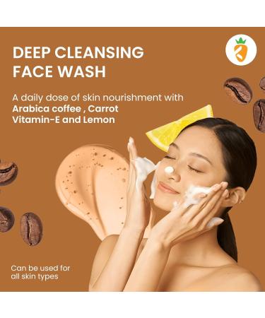 Ka rr ot Natural Skincare Deep Cleansing Face Wash De Tans Skin Arabica Coffee with Carrot Vitamin E and Lemon Paraben SLS and Cruelty Free For Women and Men Suitable for All Skin 100 ml - Buy Online on GoSupps.com