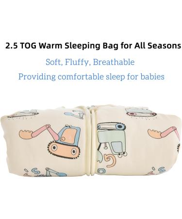 Chilsuessy Winter Baby Sleeping Bag with Feet 2.5 TOG | 100% Cotton Toddler Wearable Blanket | Cartoon Excavator Design | 90cm/3-4 Years - Buy Online on GoSupps.com