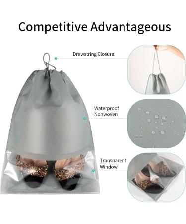 18 PCS Travel Shoe Bags - Drawstring Storage Organizers for Men and Women - Dustproof & Waterproof Grey Shoe Bags - Buy Online on GoSupps.com