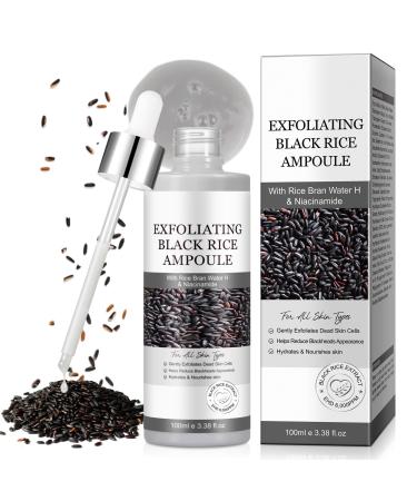 Black Rice Exfoliant - Avec Niacinamide et Arbutine | Peel Shot Glow Riz Ampoule Duo Exfoliant Doux | Exfoliant Riz Visage Soin Hydratant Efficace en Profondeur | S rum Peel Glow - 100 ml Black rice exfoliant 1 paquet