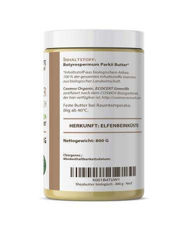 Organic Shea Butter - 100% Pure & Unrefined Karit Butter 800g | Natural Skincare & Moisturizer for All Skin Types - Buy Online on GoSupps.com