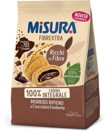  Italian Gourmet E.R. Misura Fibrextra Whole Wheat Cookies Filled with Chocolate Set of 12 Whole Cookies Filled with Dark Chocolate 100% Whole Wheat Flour Rich in Fiber 260 g + Gourmet Italian Pulp 400 g - Buy Online on GoSupps.com
