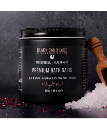 Black Sand Labs Premium Bath Salts for Him Premium Blend of Dead Sea & Hawaiian Black Lava Salts That Moisturises and Rejuvenates Skin Luxury Bath Salts for Men (Midnight Musk) - Buy Online on GoSupps.com