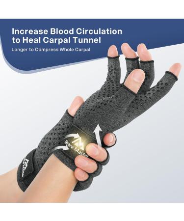 Brace Master Arthritis Compression Gloves - 2 Pairs for Men & Women | Relief for Rheumatoid Osteoarthritis & Carpal Tunnel Pain | Anti-Slip Design | Large Size - Buy Online on GoSupps.com