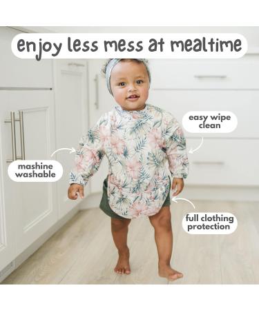 Bubba Bear Baby Weaning Bib with Sleeves | Set of Long Sleeve Coverall Bibs | Toddler Led Feeding Sleeved Accessories | Waterproof Apron Cape for Babies 6 Months+ (Pink & Green) - Buy Online on GoSupps.com