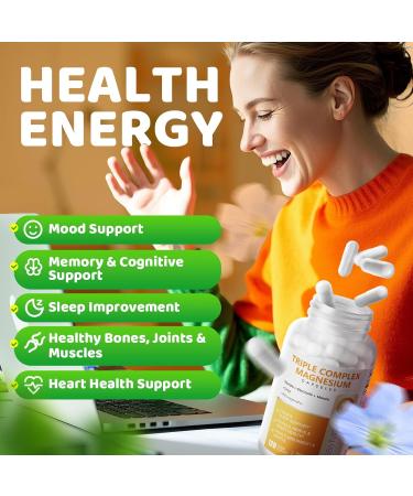 Triple Magnesium Complex - Magnesium Glycinate Taurate & Malate Supplement with Omega3 Ashwagandha GABA for Sleep Brain Heart & Muscle Support - High Absorption and Gentle Vegan 120 Capsules 120 Count (Pack of 1) - Buy Online on GoSupps.com