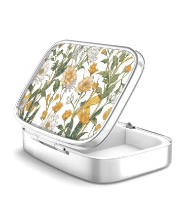 Pill dose 2 subject medicine pill portable pill box for bag or wallet Pillendose decorative metal medicine-vitamin organizer Unique gift (39-flowers pinck 1 piece) 1 piece 39-flowers pinck