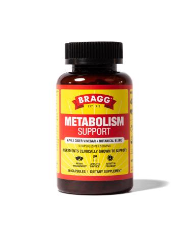 Bragg Metabolism Support Apple Cider Vinegar Capsules with Botanical Blend - 90 Capsules - Increased GLP-1 Support for Weight Management Appetite Control and Fullness
