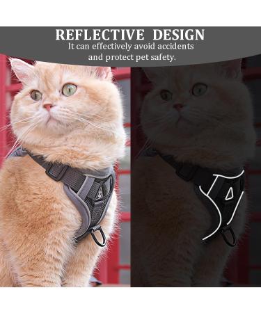 Fineasy Adjustable Cat Dishes & Leash Set - Outbreak-Proof Harness for Cats & Kittens - Gray Medium - Buy Online on GoSupps.com