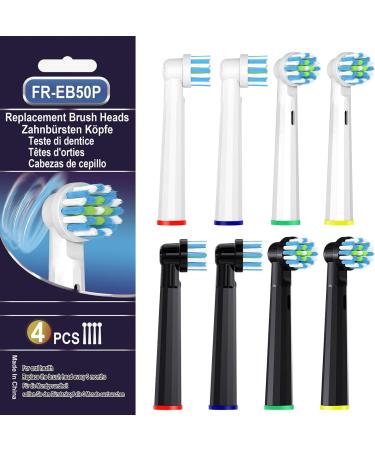 Toothbrush Heads Compatible with Braun Oral B Electric Toothbrushes 8 Pack Sensitive Gum Care Replacement Brush Heads White/Black