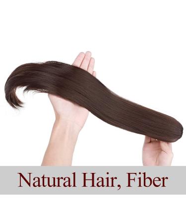 Medium Brown Ponytail Extension - 22 Micro-Wavy Clip-In Hair Braid Heat-Resistant Realistic Look - Buy Online on GoSupps.com