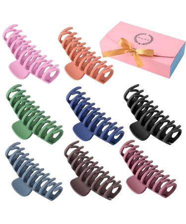8 Color Large Matte Hair Claw Clips - 4.3 Inch Nonslip Big Nonslip hair clamps ,Perfect Jaw hair clamps for Women and Thinner hair styling