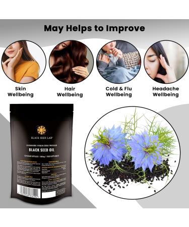Black Seed Oil Softgel Capsules - 120 Vegetarian 500mg - Egyptian Cold Pressed Nigella Sativa - Non-GMO - Made in UK by Black Seed Lab - Buy Online on GoSupps.com