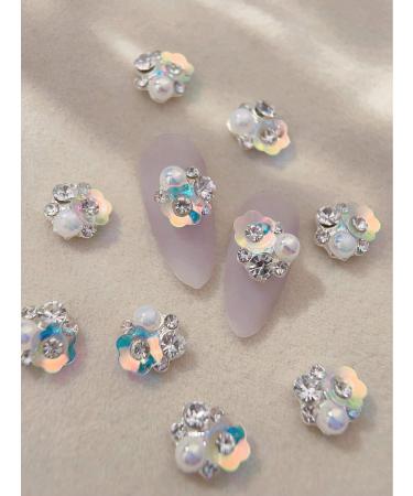 10pcs Flower Diamond Nail Art Rhinestones Nail Art Alloy Mini Cabochon Nail Art Decoration DIY Nail Charms Nail DIY Nail Art Jewelry