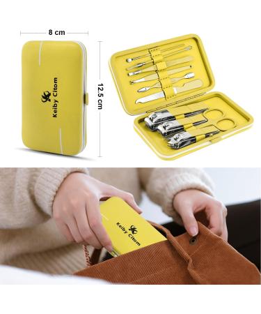 10pcs Professional Manicure Pedicure Set - Stainless Steel Nail Clippers Kit for Travel (Yellow) - Buy Online on GoSupps.com